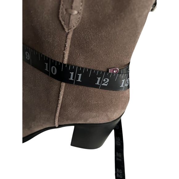 NWOB Mia Pewter Leather Suede Short Boots Zipper Stacked Heel-8M - Picture 12 of 13